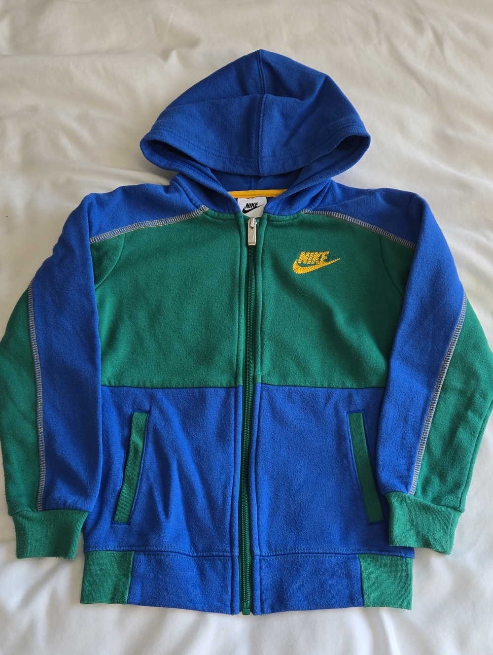 Youth Kids Nike Blue Green & Yellow Colorblock Zip Up Hoodie